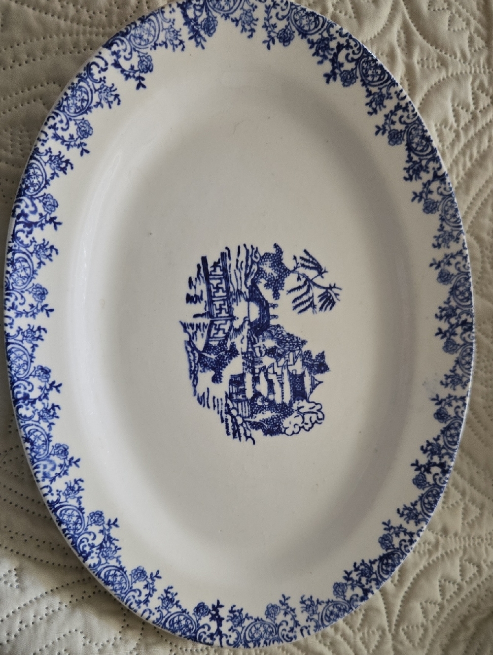 Blue and White Transferware Oval Platter